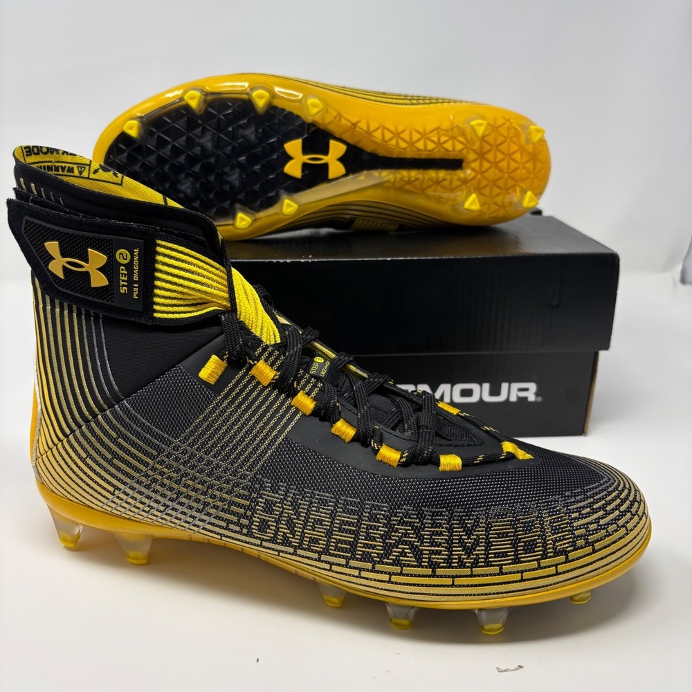 NIB Under Armour Highlight MC DSG Football Cleats Black Yellow Mens 2-Step Sz9